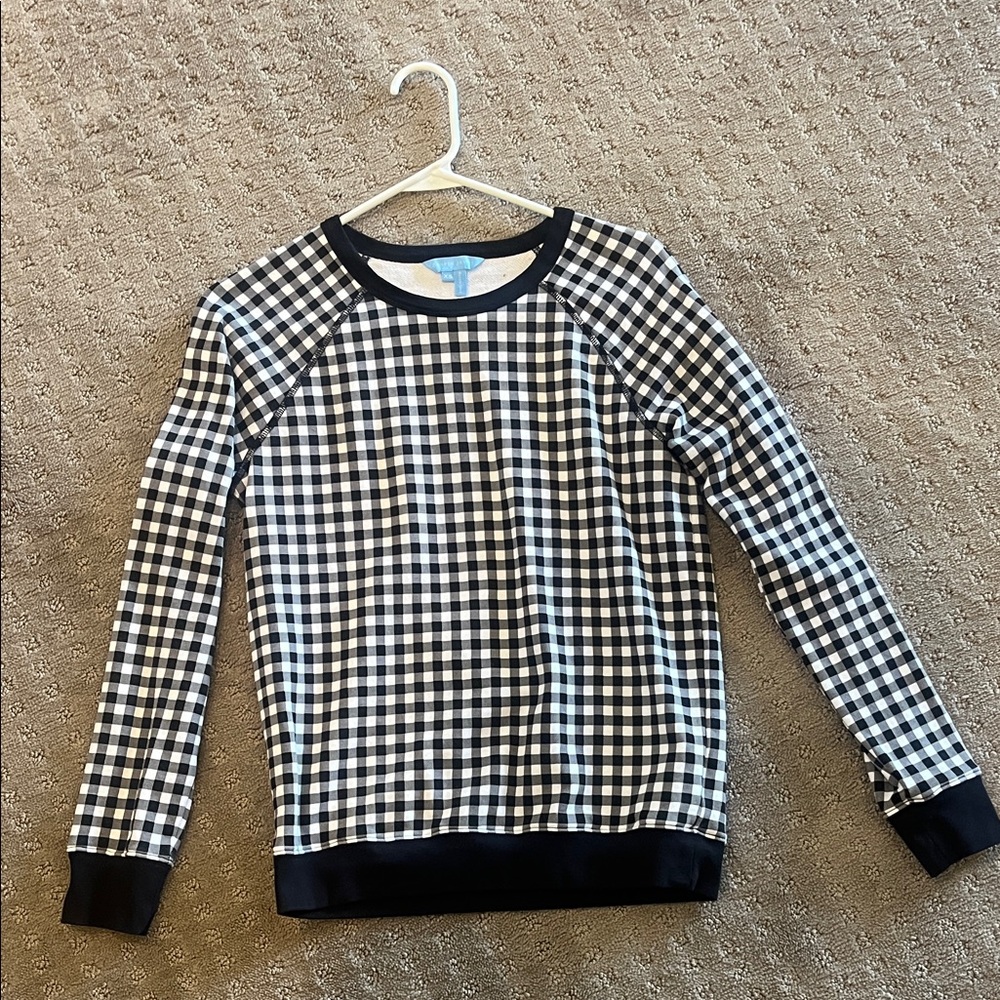 Draper James Black and White Checkered Top